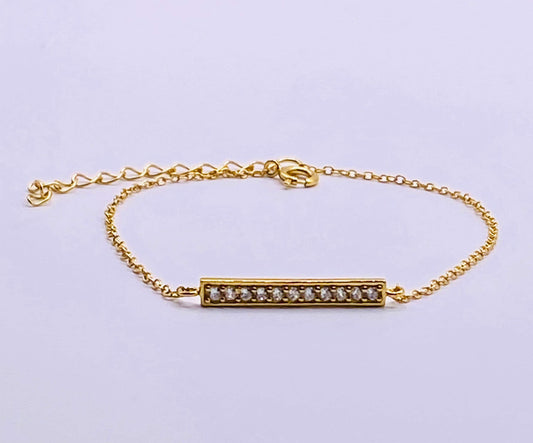Sterling Silver Bar Bracelet with Cubic Zirconia Crystals