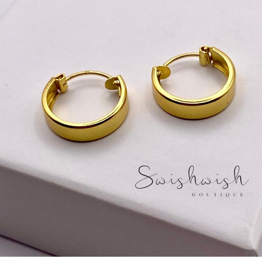 Sterling Silver Wide Hoop Earrings