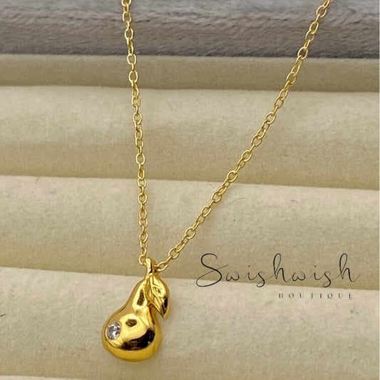 Gold Pendant Necklace with Cubic Zirconia