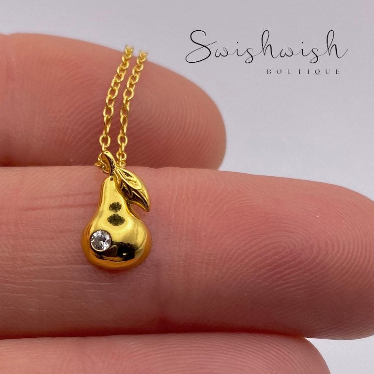 Gold Pendant Necklace with Cubic Zirconia