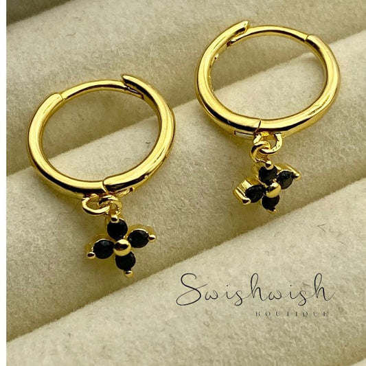 Sterling Silver Hoop Earrings with Cubic Zirconia Crystals