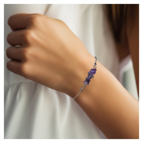 Amethyst Gem Chip Bracelet