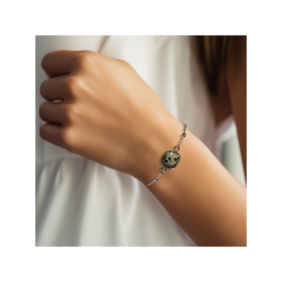 Dalmatian Jasper Bracelet in Silver