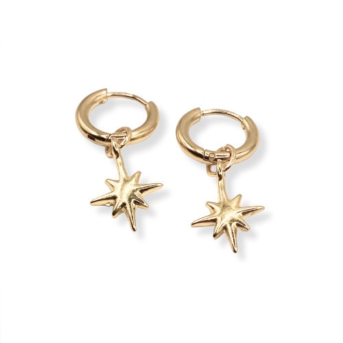 Gold Huggie Star Earrings