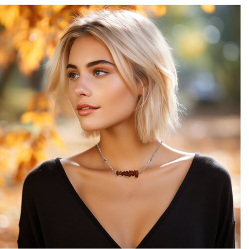 Red Jasper Gem Chip Necklace