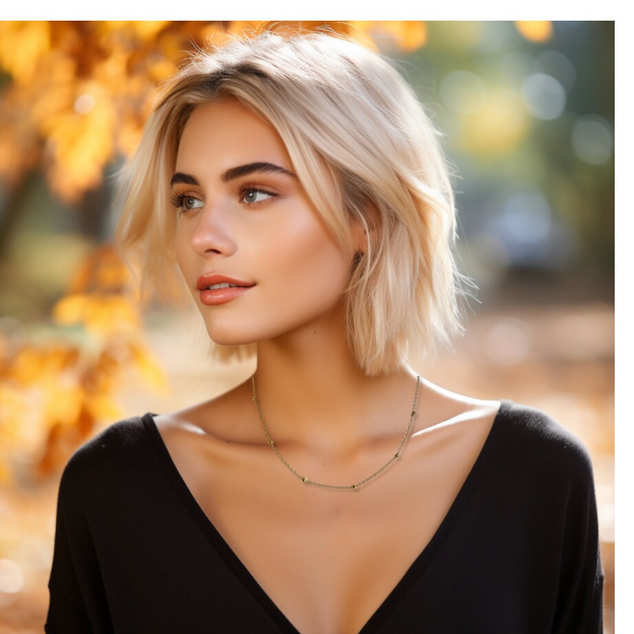 Minimalist Satellite Chain Necklace in Silver or Gold